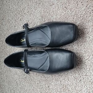 Black Mary Jane's (worn once), Clark's, women's size 7.5